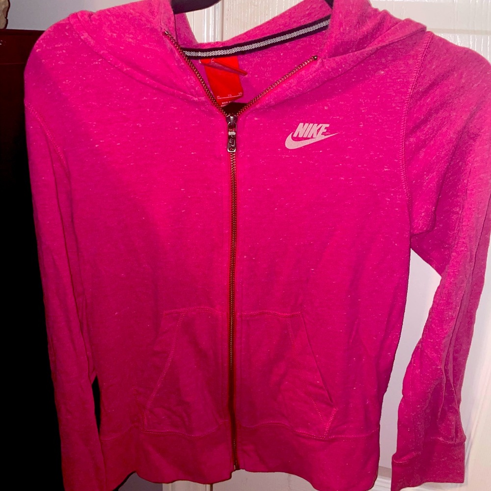 Nike pink zip up hoodie